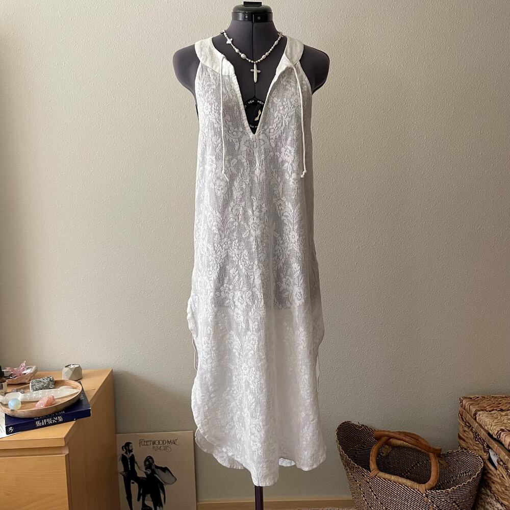 Y2K white lace cotton dress boho dainty earth angel cottage coastal cowgirl S